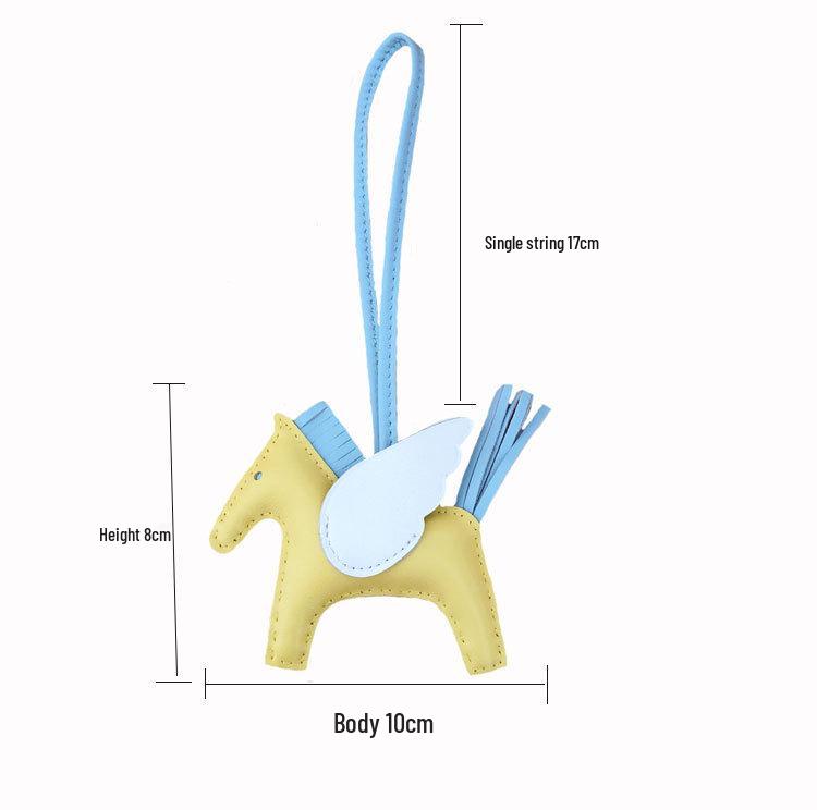 Engel Pegasus Handgenähter Lammfell Taschenanhänger - Niedliche Damenhandtaschen Dekoration & Autoschlüsselanhänger