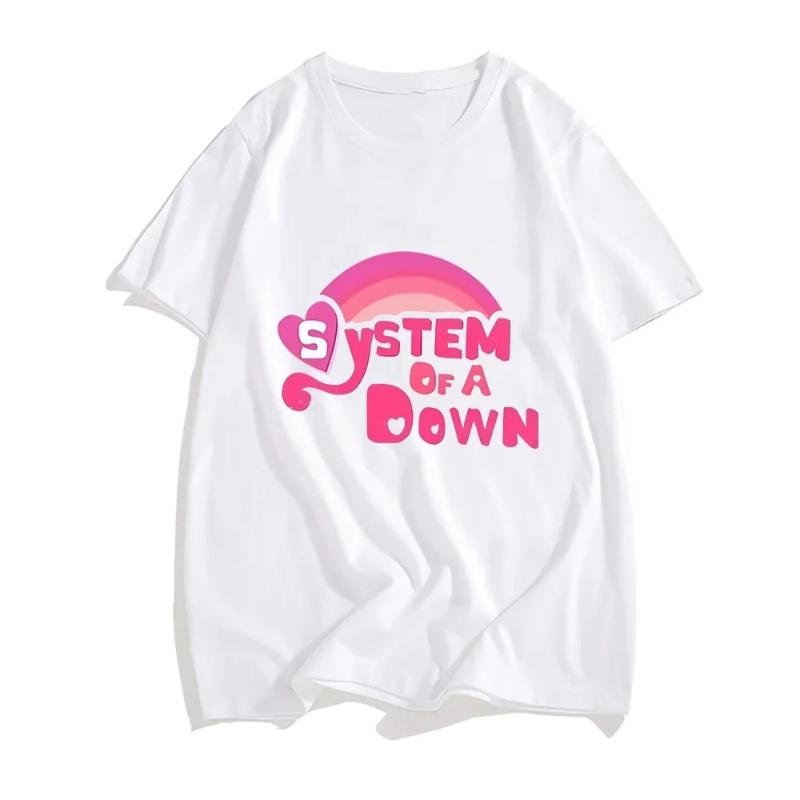 

Women Casual System of a Down Printed T-shirt Summer Oversize Casual Harajuku O-Neck Short Sleeve Tops T-shirt for Women Unisex M білий