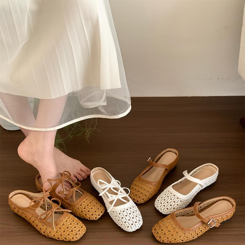 Sommer Überzehen-Web Damen Hausschuhe Elegant Bequem Slipper Slingback Mules Pantoletten Schuhe