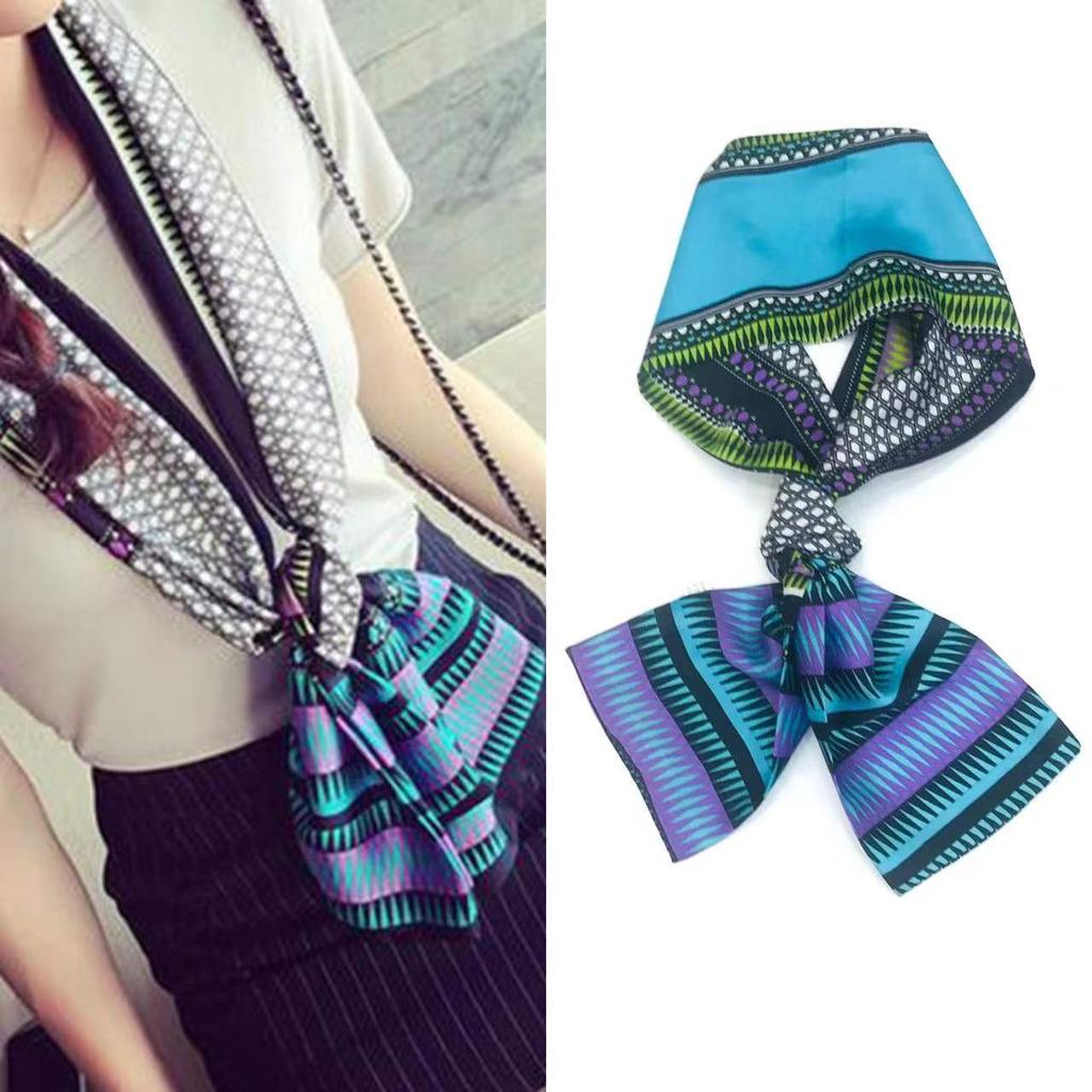 Narrow Silk Scarf, Women'S Streamer, Hair Accessories, Tied Bag, Small Scarf, Printed Headband, Silk Long Silk Scarf.