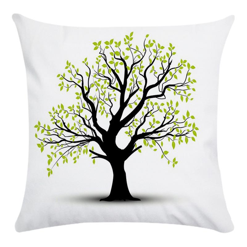 Creative Life Tree Pattern Digital Printing Short Plush Pillow Covers For Car Sofa Office Cushion Cover Home Goods