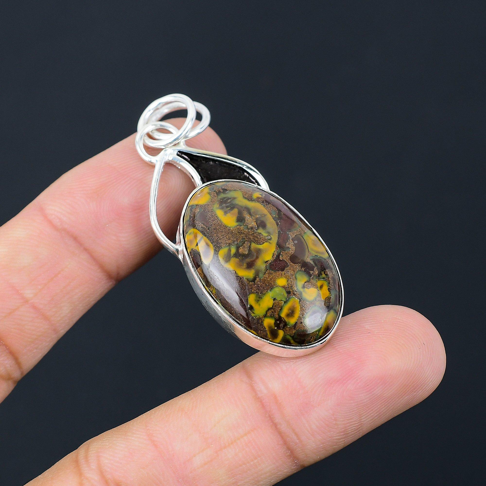 Daughters Day Deal 925 Sterling Silver Fruit Jasper Stone Handmade Wife Pendant