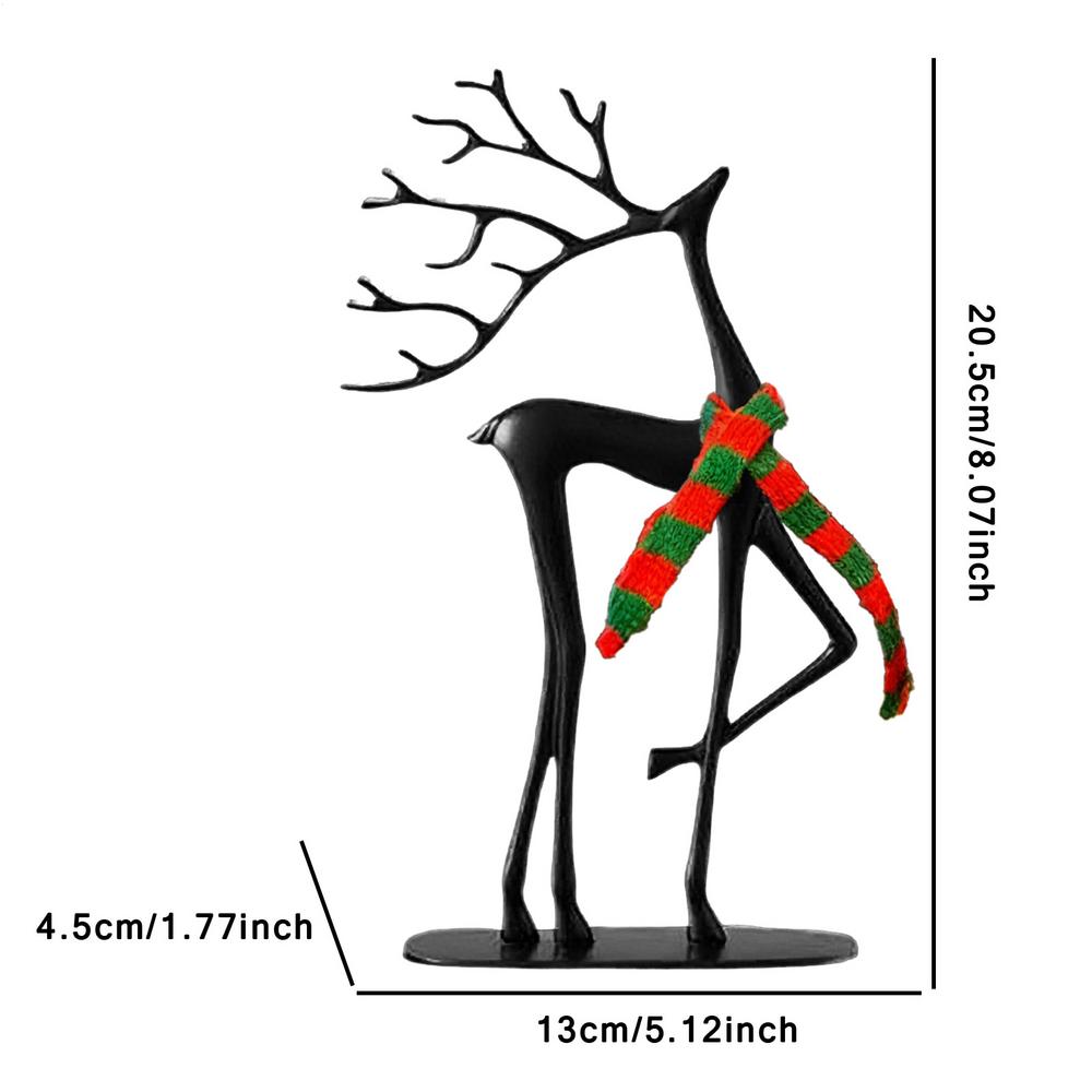 Black Reindeer Statues for Christmas Decoration Home Office Modern Xmas Figurines Elegant Holiday Table Centerpieces Statues