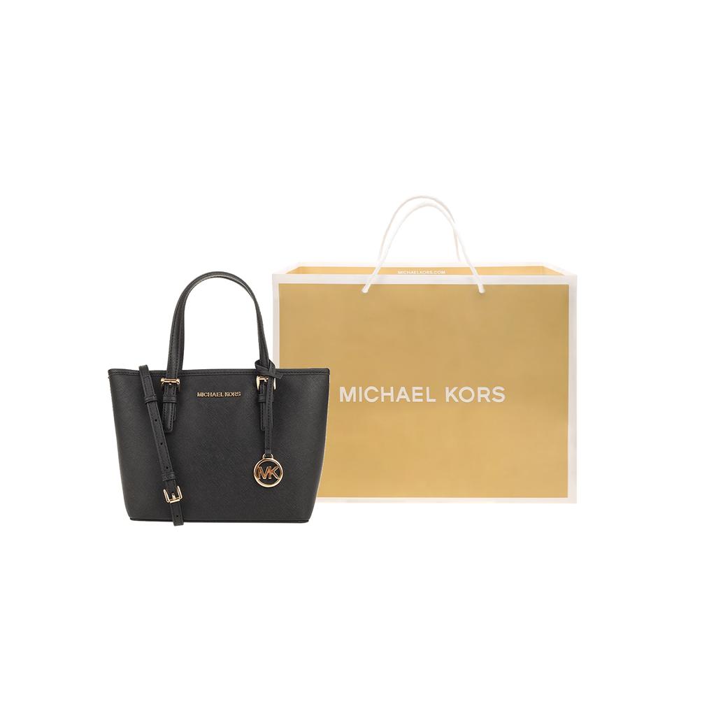New MICHAEL KORS Jet Set Cow Leather Tote Bag Shopping Bag Handbag Shoulder Bag Small Size Women's Pure Black 35T9GTVT0L-BLACK