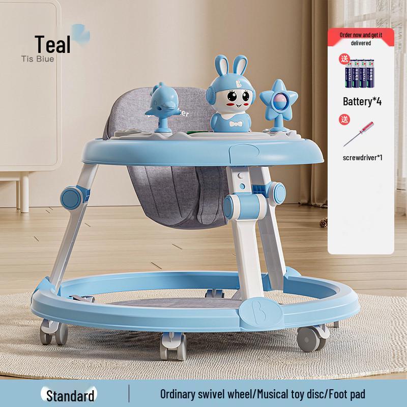 Multifunctional Baby Walker with Music, Lightweight & Foldable for 6-18 Months, Anti-Rollover Design