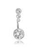 Navel Crystal Heart Bar Belly Button Ring 316l Surgical Steel Cz Body Jewellery