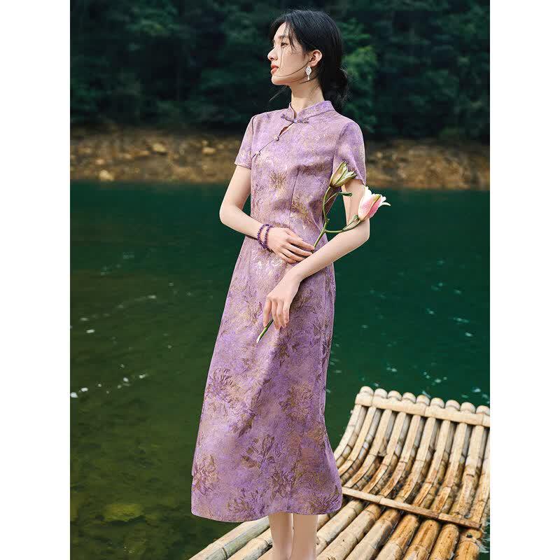 Women s New Chinese Style Ink Print Cheongsam Dress L