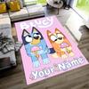 Bluey Personalized Name Floor Rug Office Rug Design for Balcony Study room Entryway Bedrooms Antislip Carpet Decorate Offices