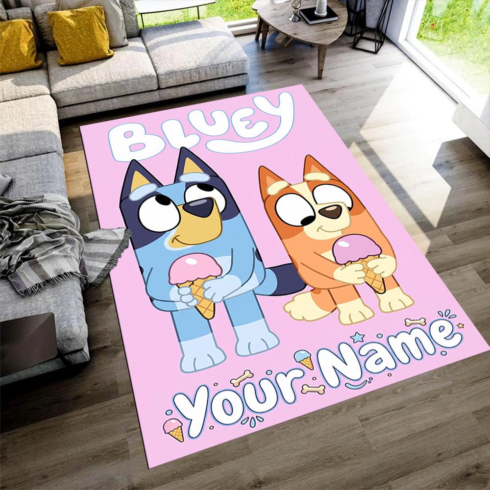 Bluey Personalized Name Floor Rug Office Rug Design for Balcony Study room Entryway Bedrooms Antislip Carpet Decorate Offices
