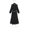 Übergröße Böhmisches Gepunktetes Plissee Langarmkleid für Damen