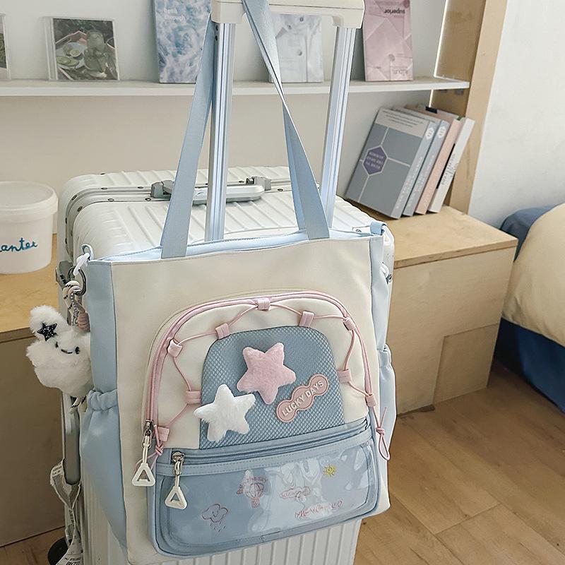 Large capacity Girl Messenger Bag Korean Joker Junior High School Students' Class Tutoring Handbag Leisure Joker Shoulder Bag.