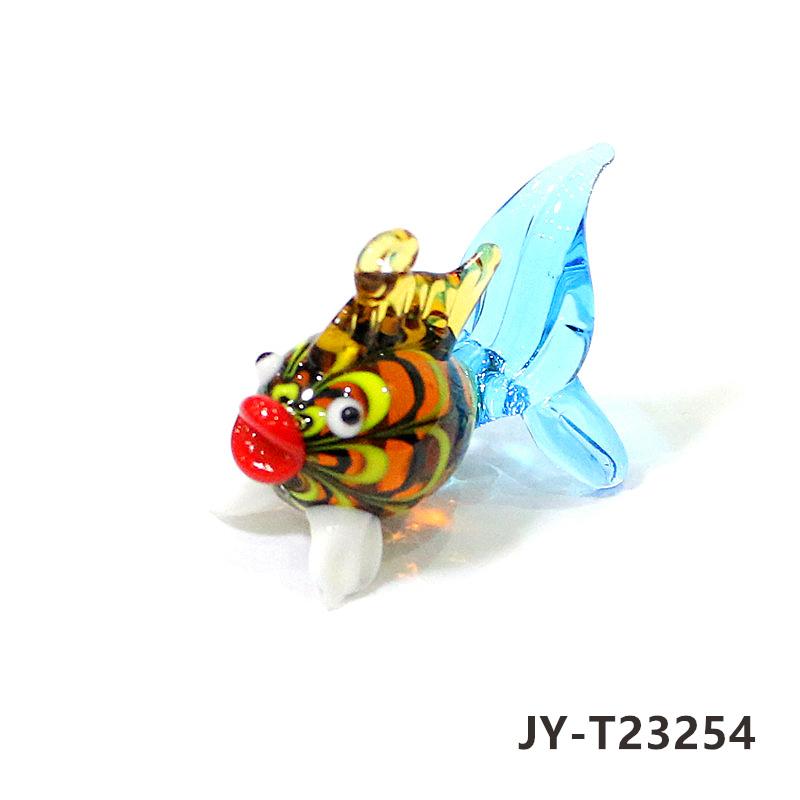 2PCS Custom Cute Goldfish Mini Figurines Glass Pendant Aquarium Decoration Supplies Colorful Tropical Fish Tiny Statue Ornaments