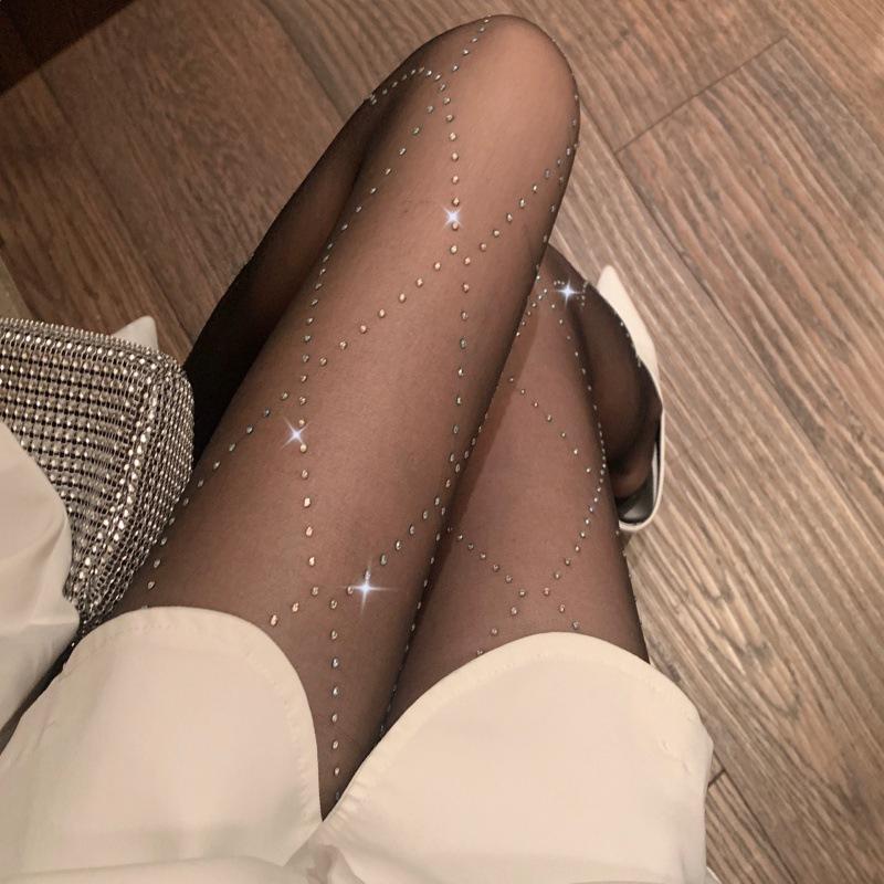 

White Diamond Stockings Sexy Thin Pantyhose Black Stockings with Diamond Stockings Sexy Pantyhose One Size