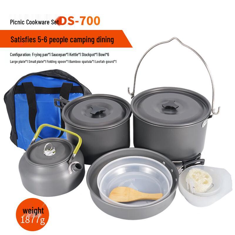 ZhiChu Portable Camping Cookware Set for 5-6 People 18x13