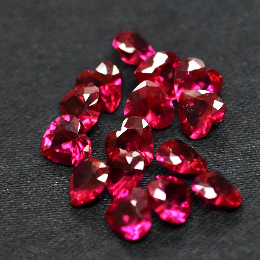 Natural Pink Ruby Loose Gemstone 15 Pcs 6x6 Mm Heart Cut Lot Vintage for Jewelry Making and Crafts