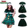 Luxury Xmas Velvet Women Christmas Tree Outfit Dress Cloak Hat Party Props Plus Size