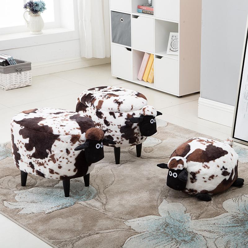 Solid Wood Creative Sheep Storage Stool Makeup Stool Living Room Change Shoe Bench Dressing Table Stool Storage Sofa Stool