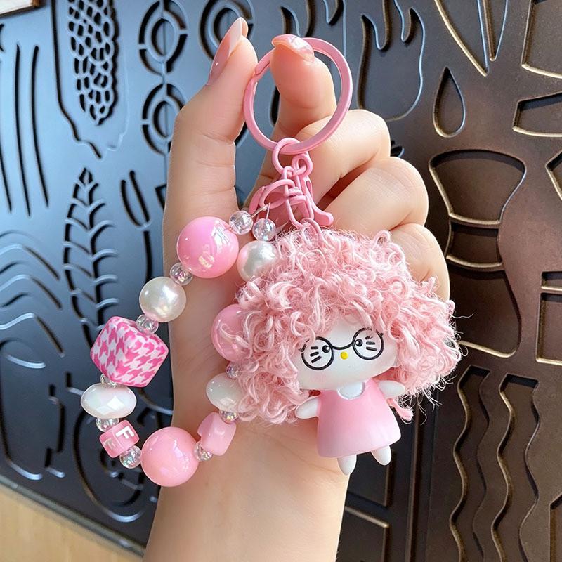 Cat Keychain With Resin Craft And Cute Wave Style For Travel And Celebration Gifts