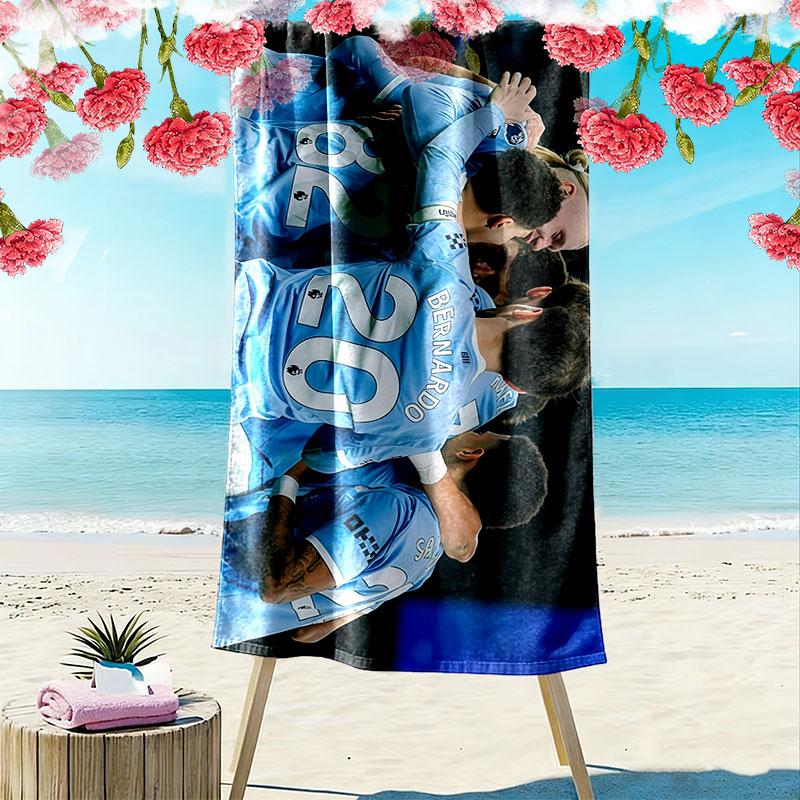 Man City Player Print Beach Towel, Large Soft Quick Dry Towel for Beach Camping Swimming