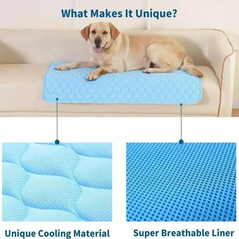 Summer Cooling Dog Mat Ice Silk Breathable Pet Pad Washable Sofa Blanket Cooling Bed for Small Large Dogs Cats Anti-heat Pet Sup