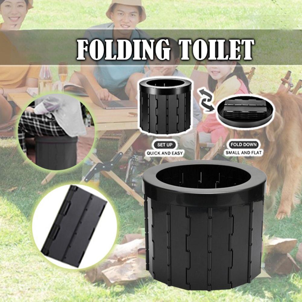 Easy To Store Outdoor Folding Toilet with Storage Bag Car Trash Can Compact Portable Potty  Travel