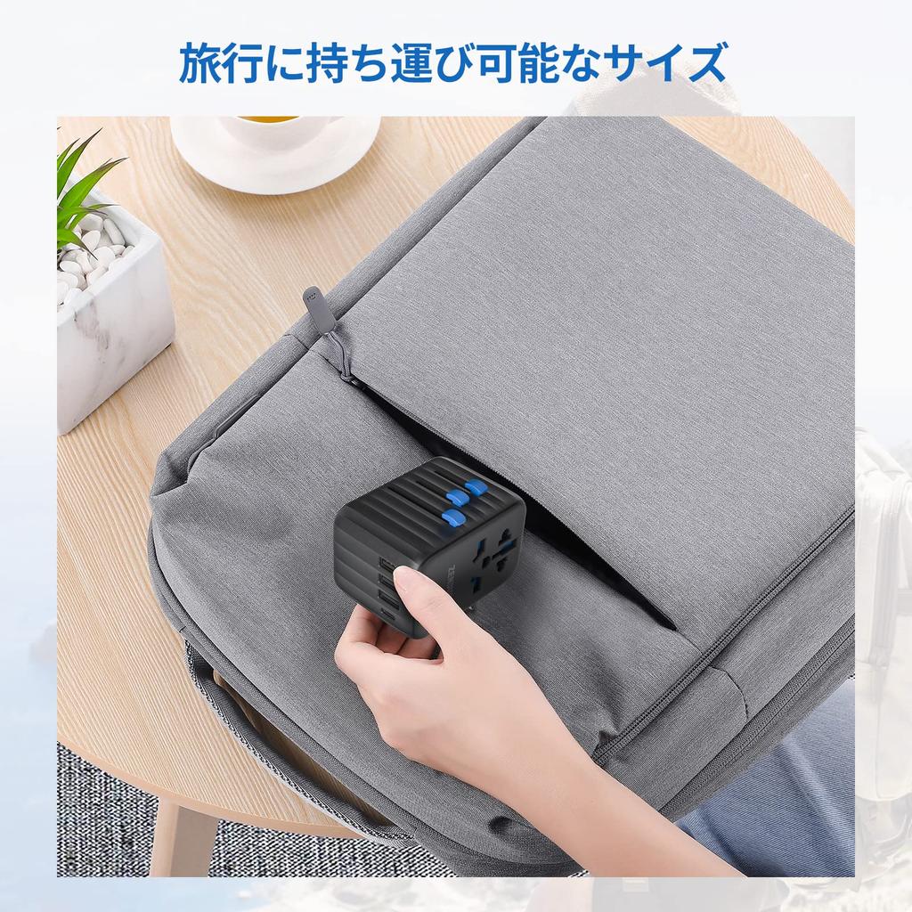 Zendure 61W PD Overseas Outlet Conversion Portable Travel Charging 6 Devices Ports for Passport II Pro Limited Model Plug, Adapter, Small,