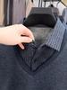 Hengyuanxiang Men's Pure Cashmere Two-Piece Look Thickened Winter Sweater