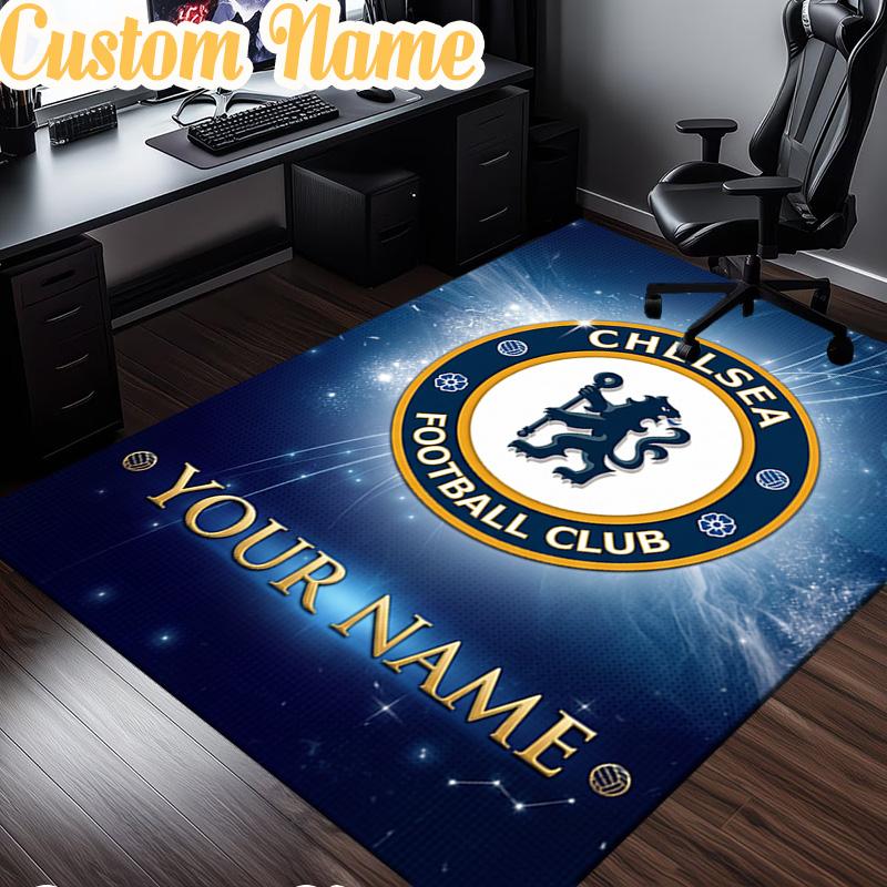 Custom Name Chelsea Fc Champions League Rug, Office Rug, Chair Rug, Carpet for Living Rooms, Doormat Game Rug Home Decor Christmas Gifts