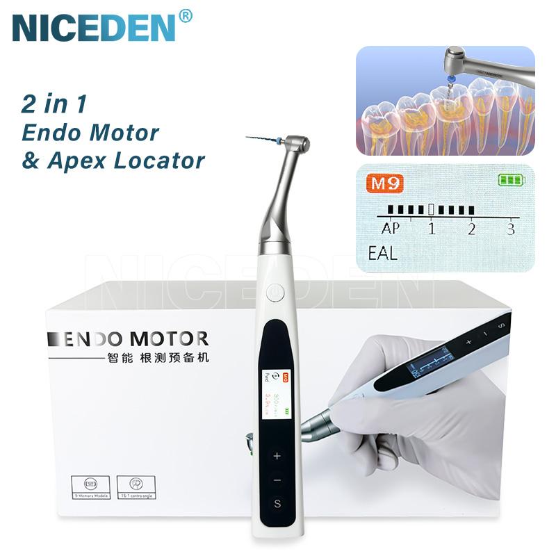 Niceden 2 in 1 Dental Endo Motor Build in Apex Locator 360 Degree Rotary Wireless Endodontic Treatment LED Root Canal Treatment