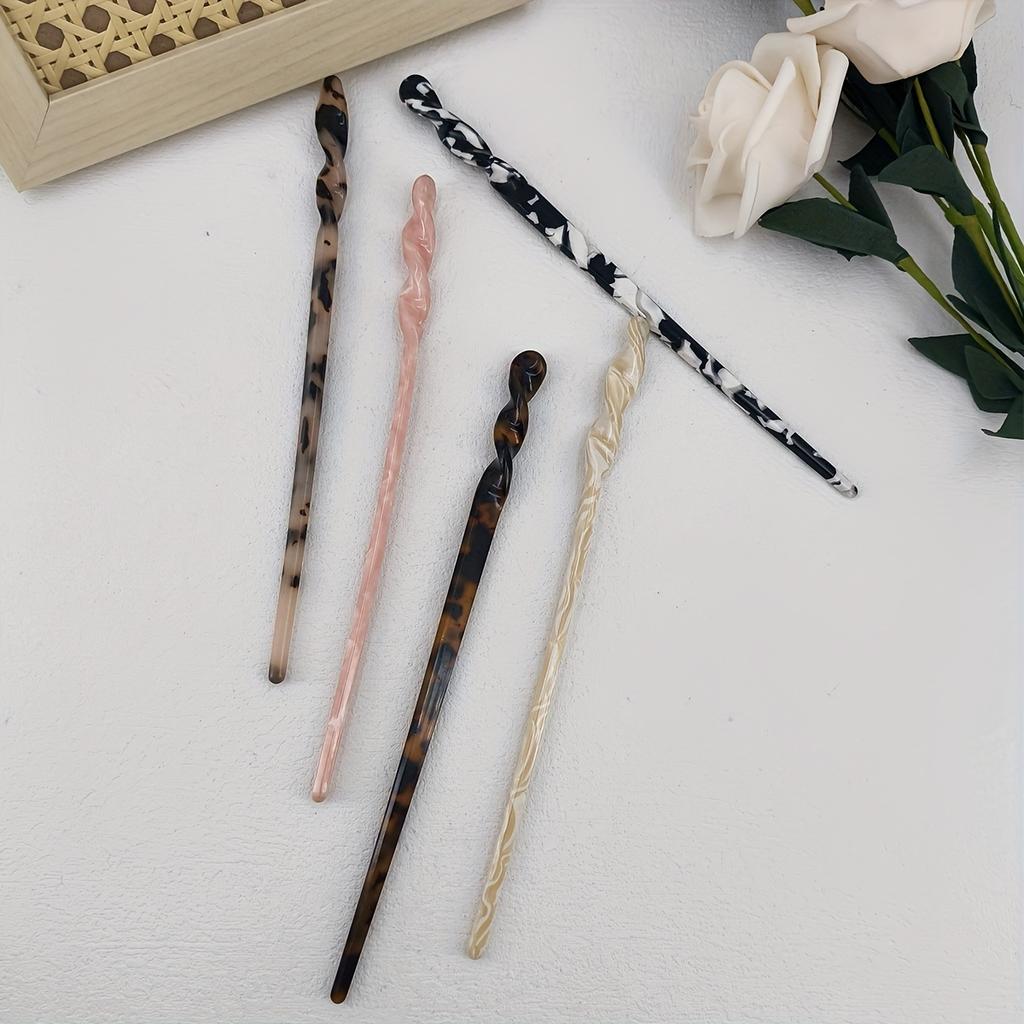 7.09inch Spiral Tortoiseshell-Colored Acetate Hairpin