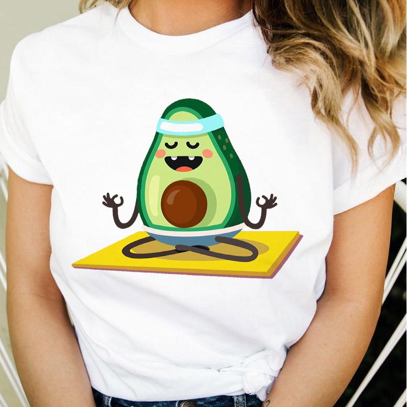 Summer Tshirt Women Cute Avocado Yoga Kawaii Clothes Ladies Tees Tops Graphic Printed Streetwear Kawaii T Shirt Female T-Shirt