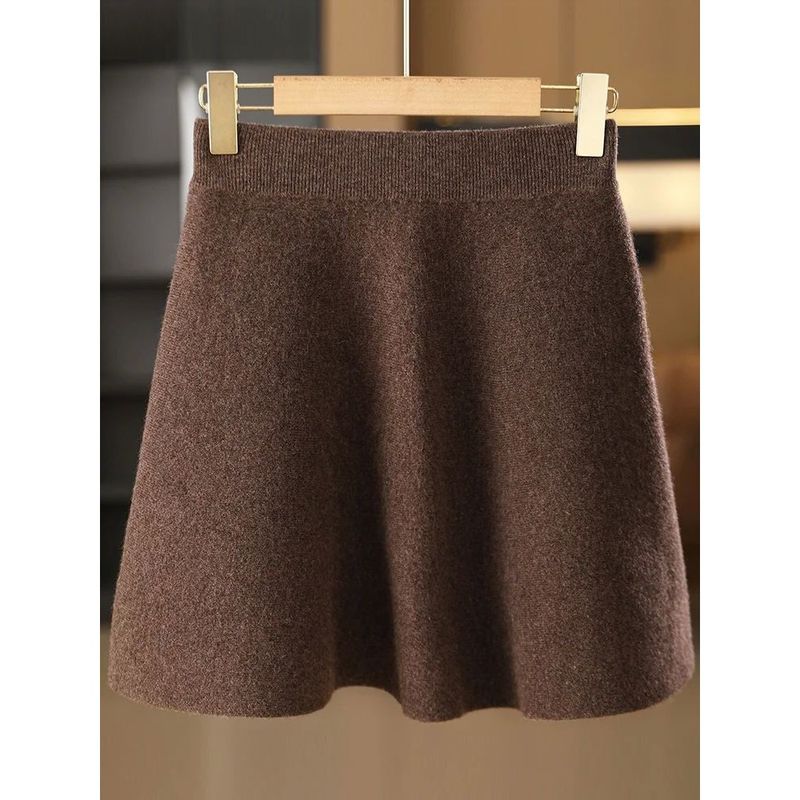 

Hip Hugging Knitted Tight Bottom Skirt Sheath Knitted Tight Base Short dress Women Moka XL