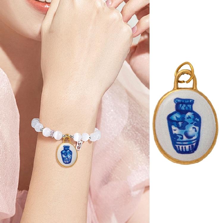 Modern Elliptical Jewelry Component Floral House Print Accessories Stainless Steel Charm for Handmade Enthusiasts