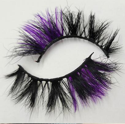1 Pair Fluffy 25MM Mink Eyelashes Colored Lashes Bulk Wholesale Pink White Red Blue 5D Mink Lashes Supplies Makeup Tools