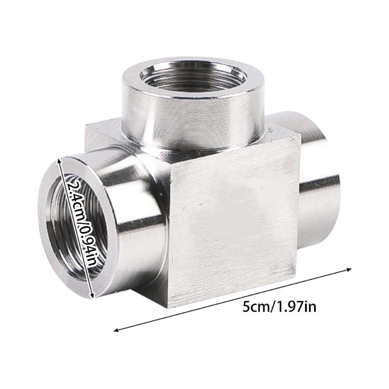 2Pcs High Pressure Pipe Fitting Adapter Replacement Stainless Steel T Type Tees Connector for Home Industrial Use