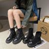 Round Head Fly-woven Martin Boots 2025 Autumn Korean Version of the New Thick-soled Thick-heeled Lace-up Small Short Boots Temperament Women's Thin Bo