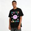 Fifth Grade Checkerboard Smiley Face Print Kids Top Pure cotton T-shirt