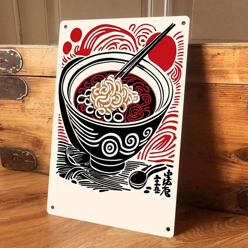 

One piece of Chinese-style ramen iron hanging tag, a creative kitchen decoration, home wall art craft gift, suitable for food lo (as the picture,20x30cm)