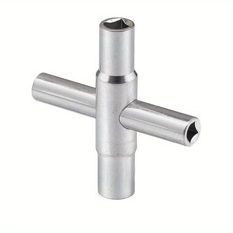 

Серебряный ключ 4-в-1 Крестовой ключ для смесителя Квадратный ключ Ручной ключ для ванной комнаты 1 pc