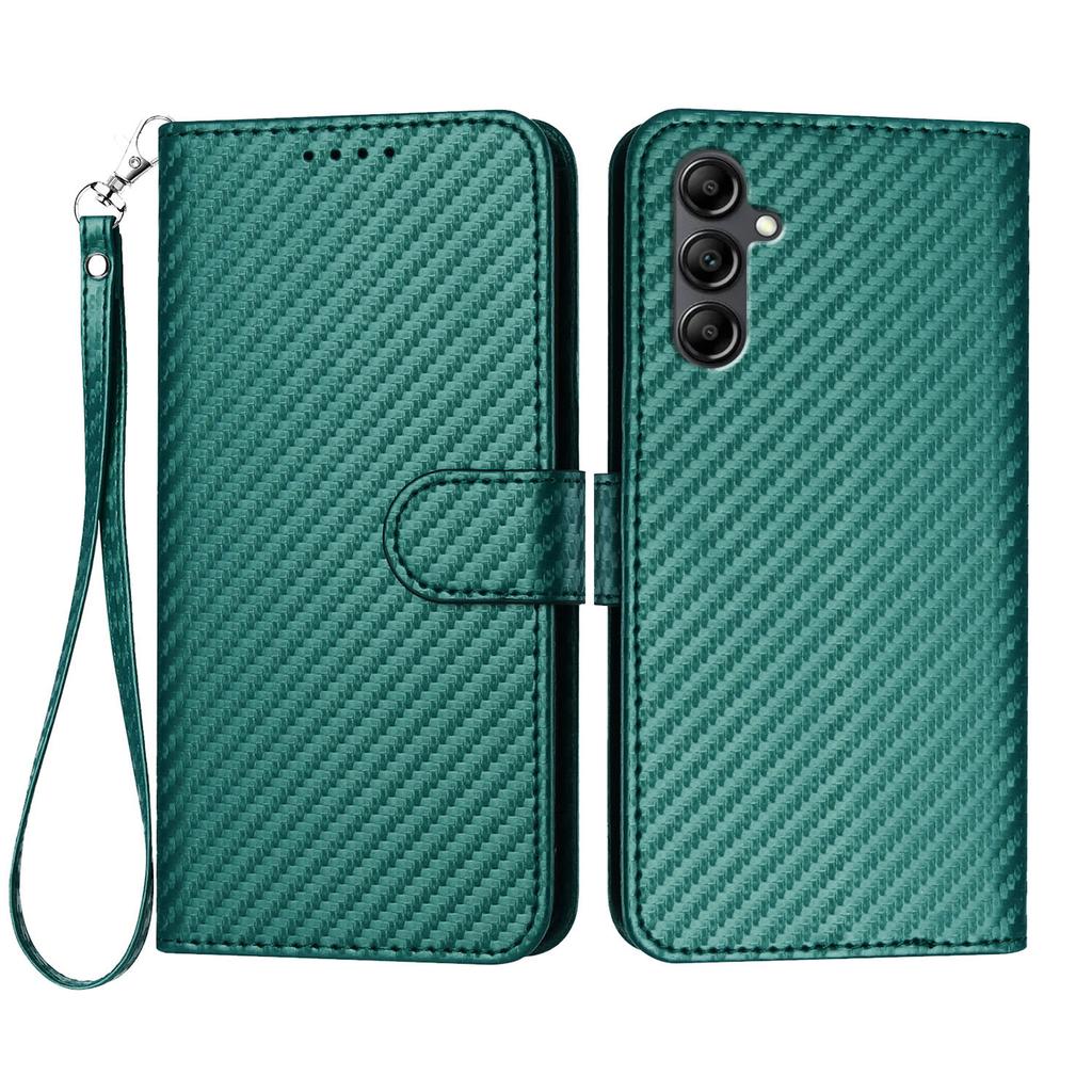 For Samsung Galaxy A17 5G/A17 4G/A26 5G/A16 5G/A16 4G Wallet Case with Strap Carbon Fiber Texture Leather Mobile Cover