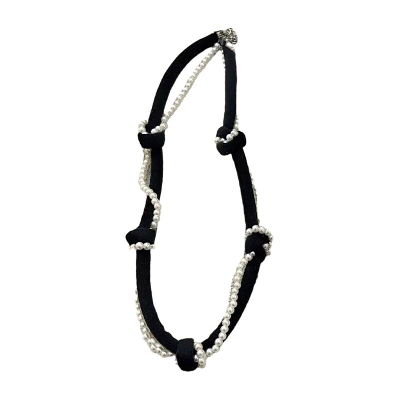 

Adjustable Choker Necklace Soft and Comfortable Necklace Woven Necklace Beads Necklace Perfect for Fashionable Women чорний