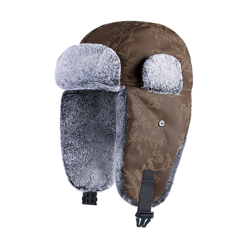Winter new cold-proof leather men's velvet warm ear protection outdoor skiing windproof women's warm hat