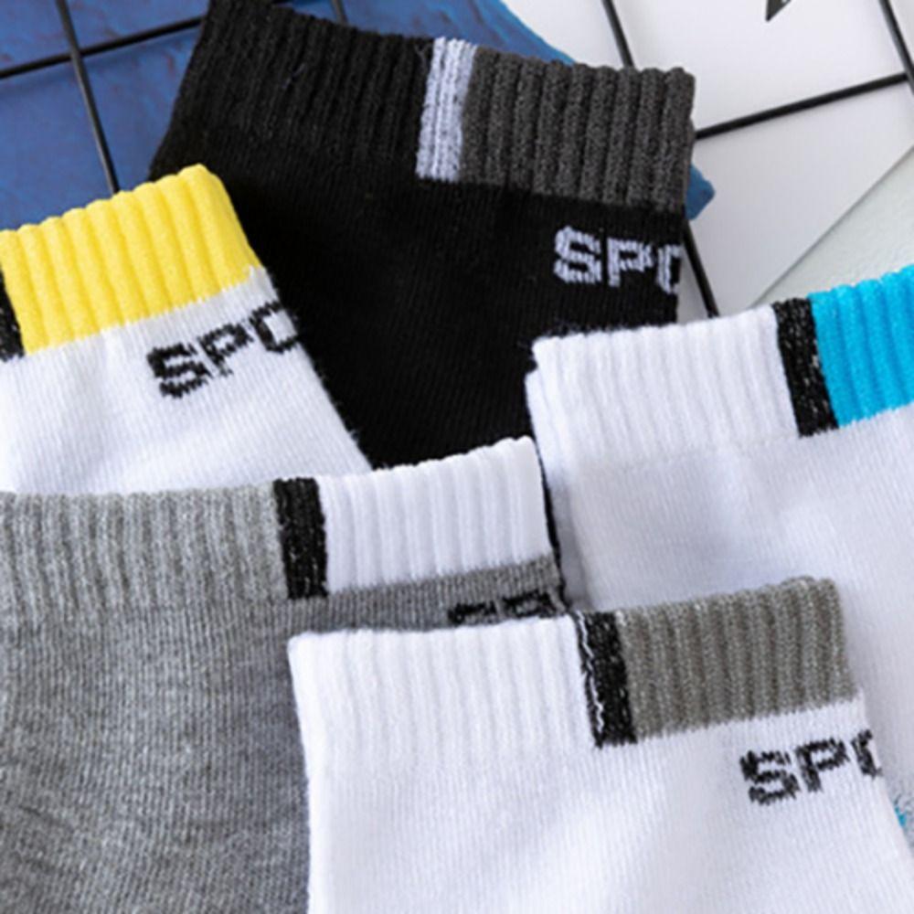 5 Paires Chaussettes Mi-mollet Homme Lettres Antidérapantes Sport Cheville Mode Chaussettes Tube Homme Femme
