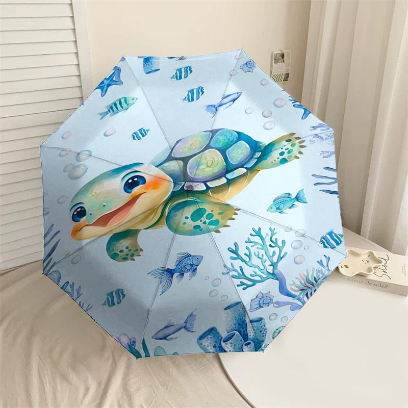 

1PC turtle ocean Umbrella-8-Rib Reinforced, Automatic Open, Lightweight & Durable, Fashion Accessory for Outdoor, J0378