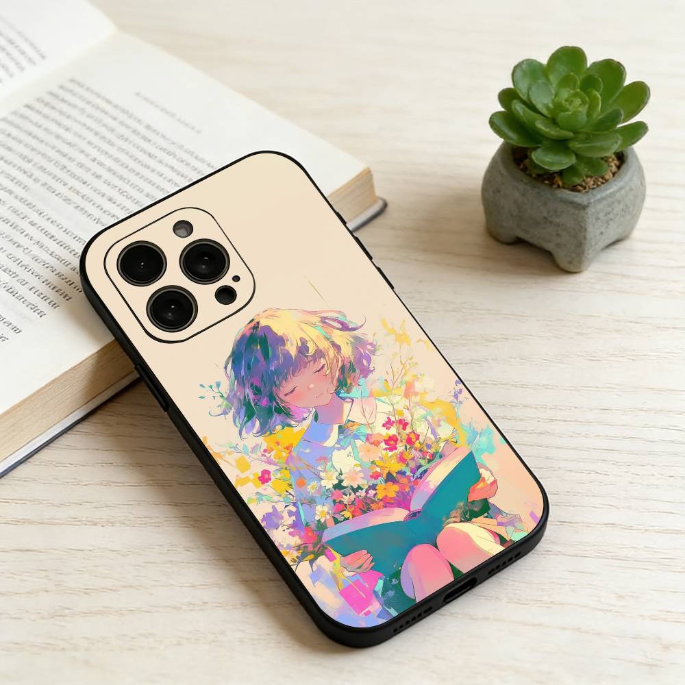 

C-Cartoon illustration Phone Case For iPhone 17, 16,15,14,13,12,11 Plus,Pro Max, Others Soft Black Cover iPhone12PROMAX