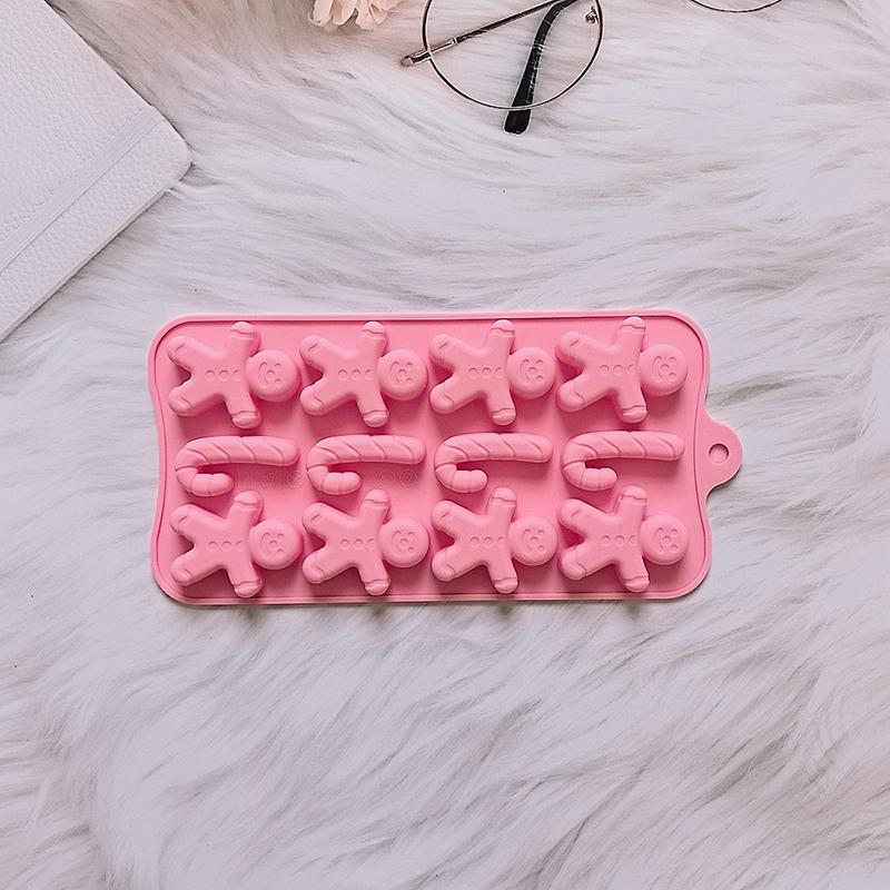 

1 шт. Рождественский пряничный человечек, силиконовая форма для конфет, печенья, шоколада, украшения торта, инструменты для праздничной вечеринки розовый