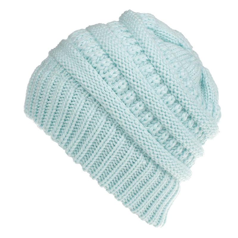 Stay Warm and Stylish with This Brimless Thermal High Bun PonytaWinter Beanie Hat !