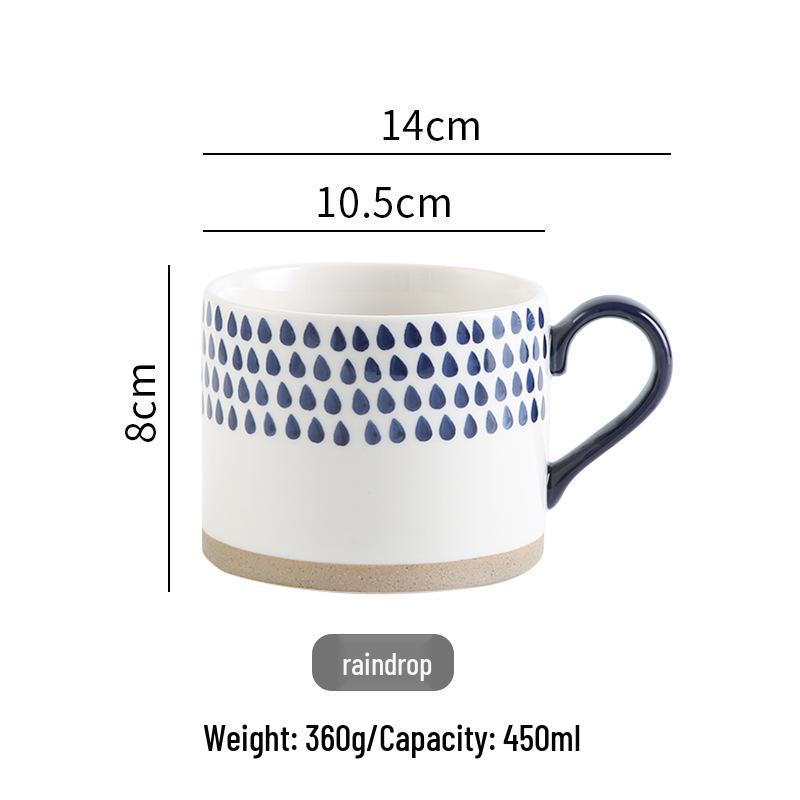 Creative Hand-Painted Ceramic Mug Set: Heat-Resistant Underglaze Cups 450ml
