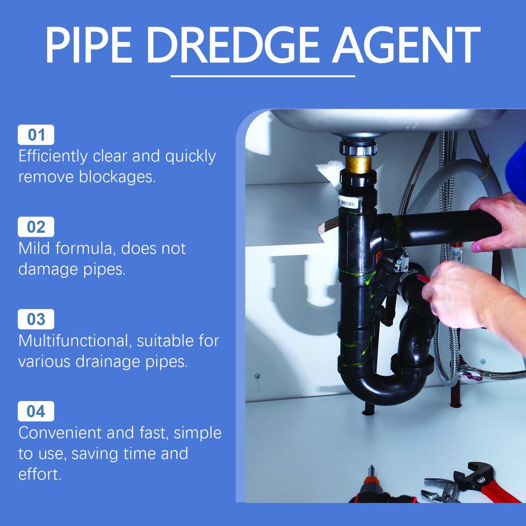 Pipe Unclogging Agent Sink Drain Kitchen Toilet Pipe Cleaning Dissolving Anti-Blocking Unclogging Powder