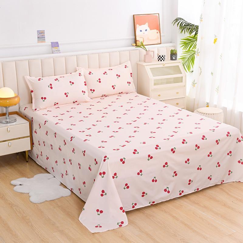 Simple Modern Plant Flower Printed Aloe Vera Cotton Brushed Bed Sheet Bedroom Printed Bed Cover Juego De Tres Piezas En La Cama